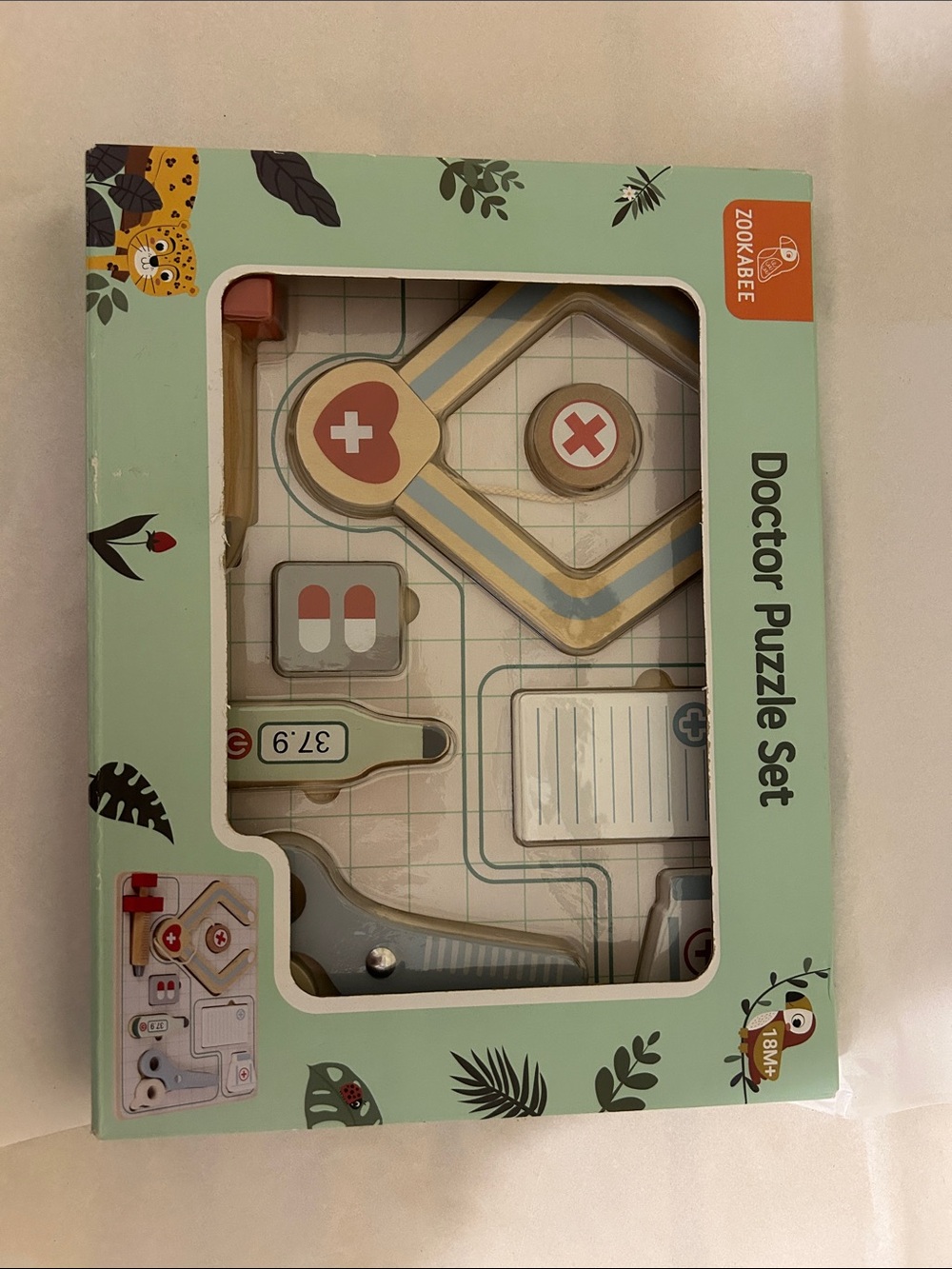 Kids Doctor Puzzle Set - Mint Green and Beige